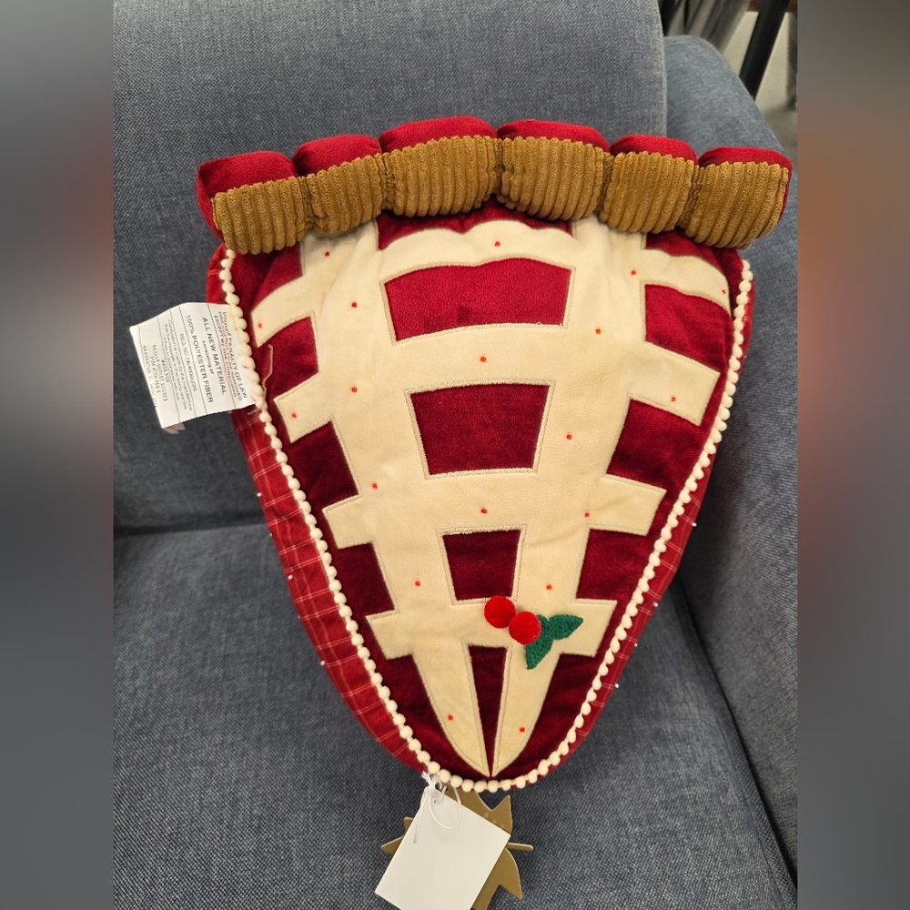 Festive Cherry Pie-Shaped Pillow-NWT